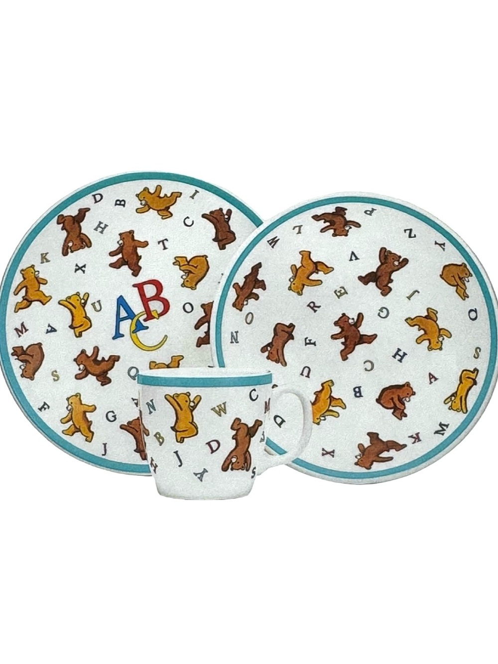 NWT SEALED Tiffany & Co. ABC Bears 3 Piece Porcelain Baby Set w/Box, Gift Bag
